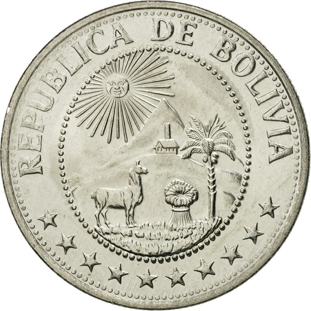 Bolivia, Peso Boliviano, 1978, MS(65-70), Nickel Clad Steel, KM:192