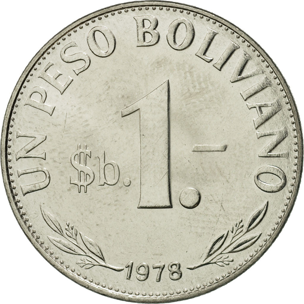 Bolivia, Peso Boliviano, 1978, MS(65-70), Nickel Clad Steel, KM:192