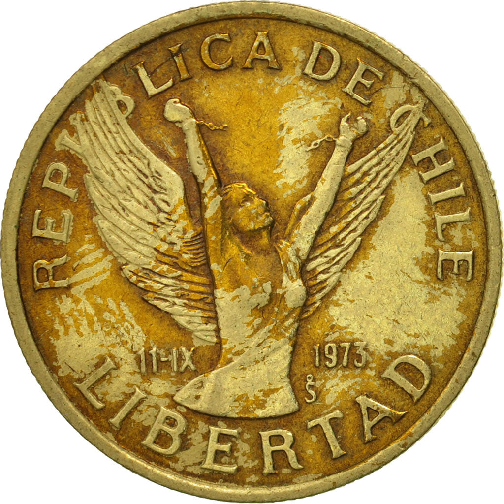 Coin, Chile, 10 Pesos, 1981, Santiago, AU(55-58), Aluminum-Bronze, KM:218.1