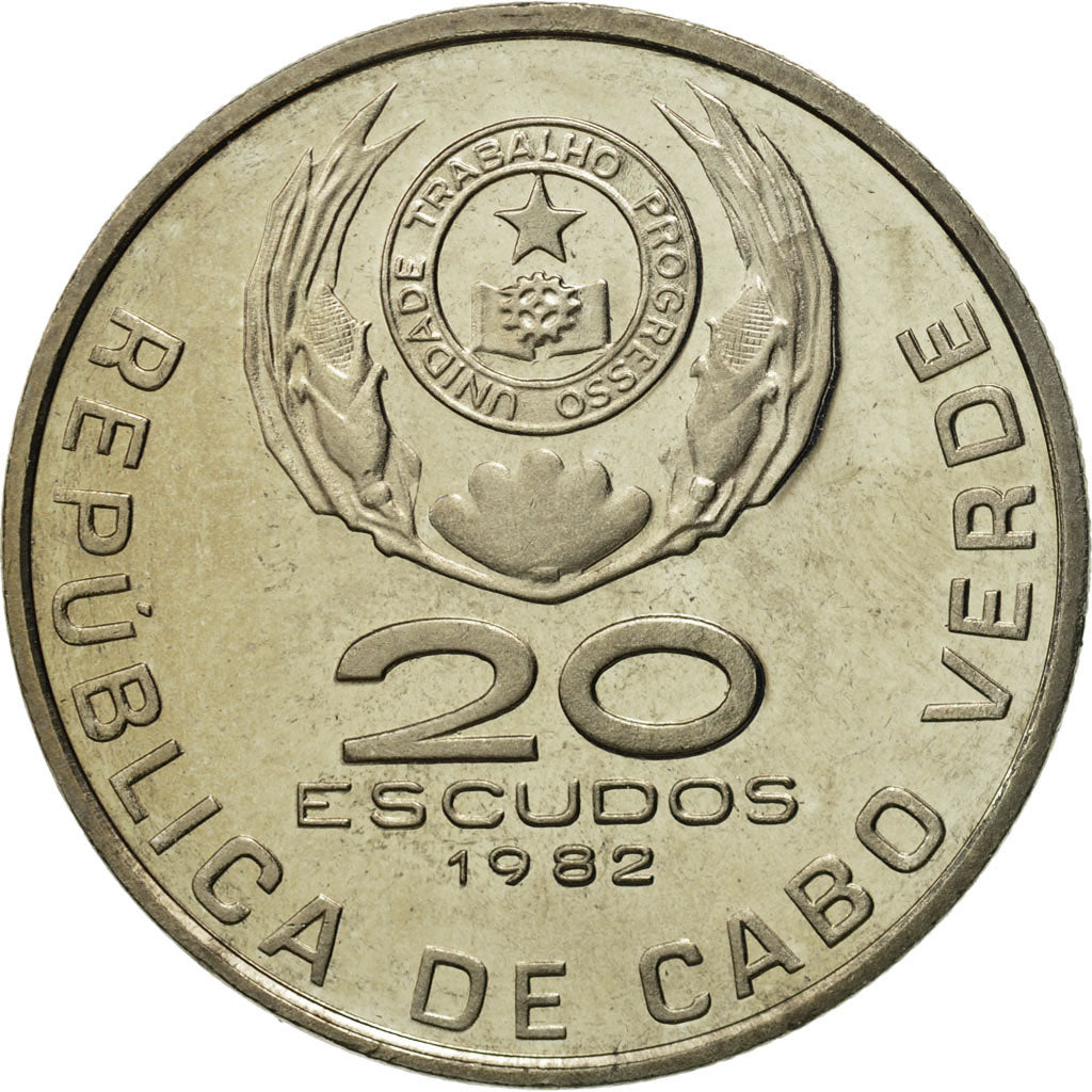 Cape Verde, 20 Escudos, 1982, MS(65-70), Copper-nickel, KM:20