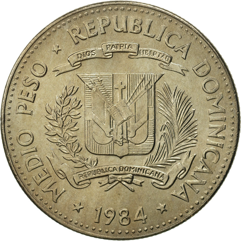 Moneda, República Dominicana, 1/2 Peso, 1984, Dominican Republic Mint, Mexico