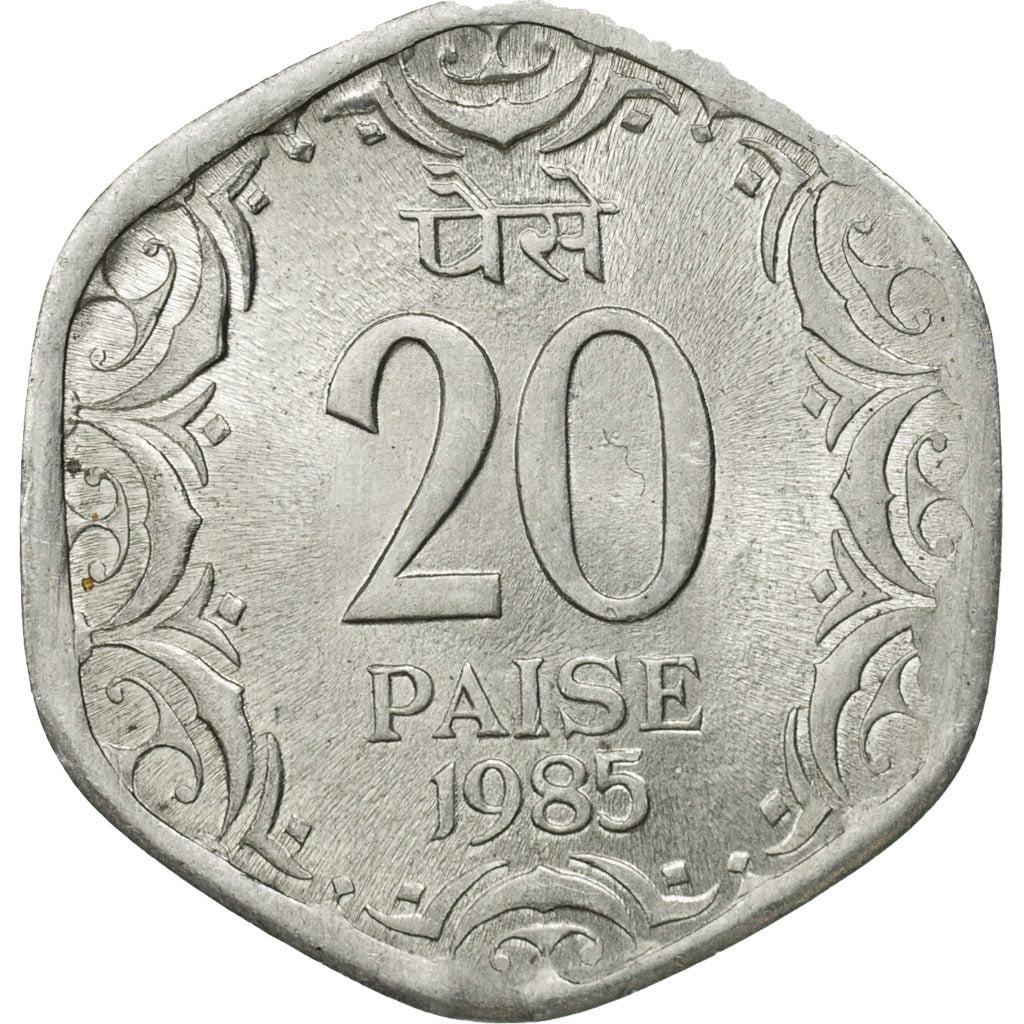 Coin, INDIA-REPUBLIC, 20 Paise, 1985, MS(65-70), Aluminum, KM:44