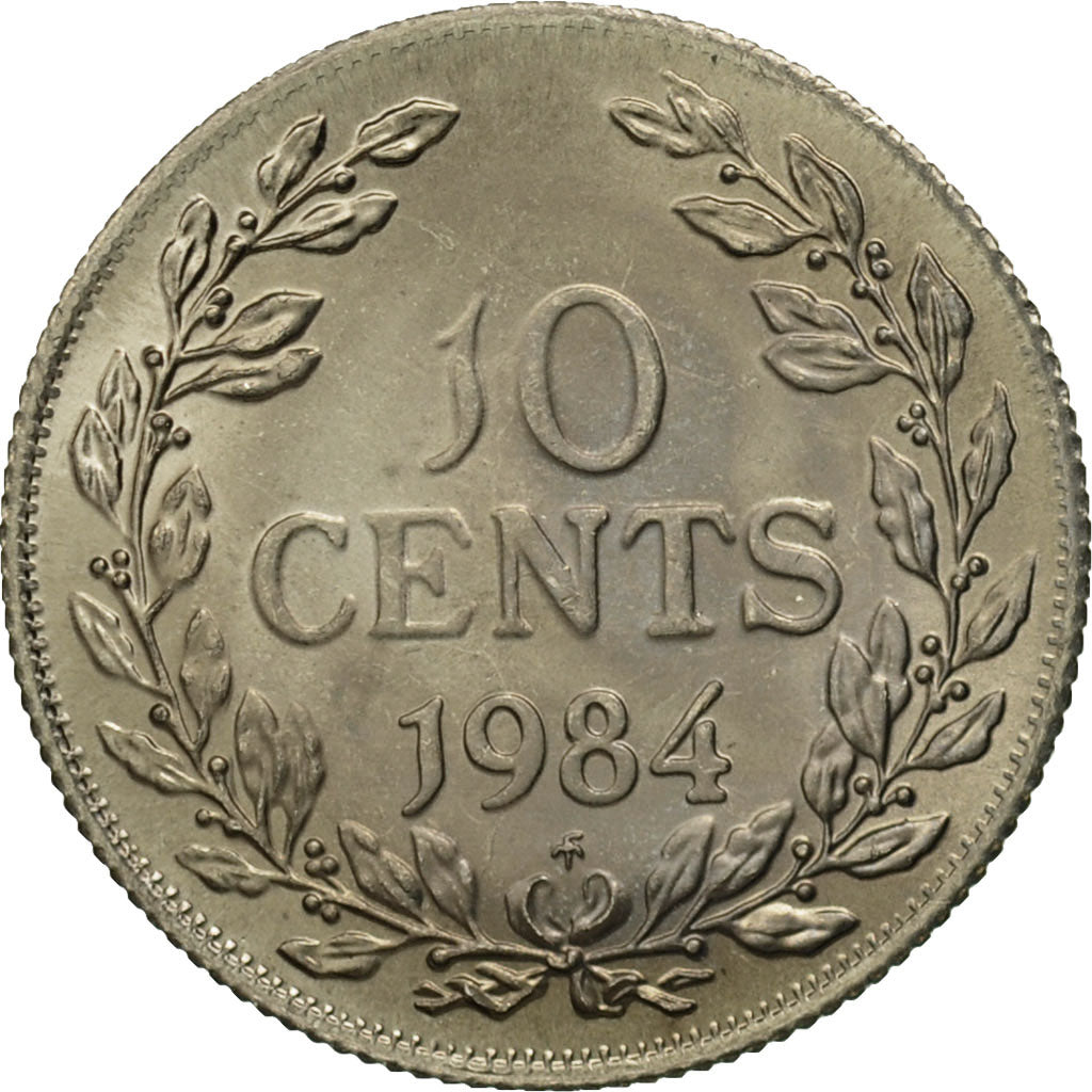 Liberia, 10 Cents, 1984, MS(65-70), Copper-nickel, KM:15a.2