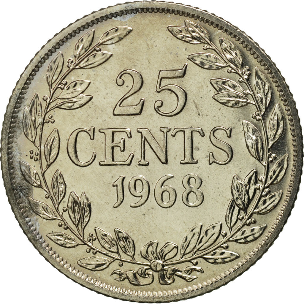 Coin, Liberia, 25 Cents, 1968, MS(65-70), Copper-nickel, KM:16a.2