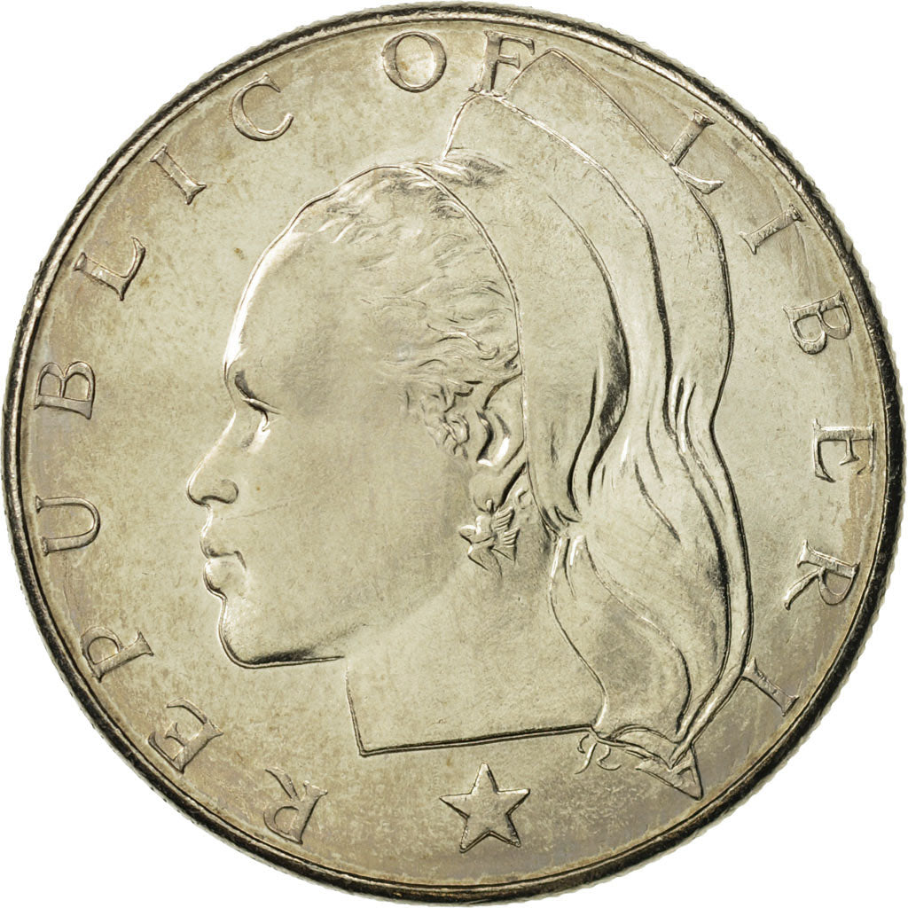 Liberia, Dollar, 1968, MS(65-70), Copper-nickel, KM:18a.2