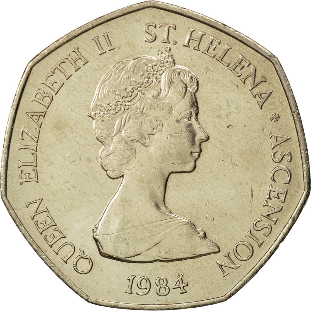 SAINT HELENA & ASCENSION, Elizabeth II, 50 Pence, 1984, British Royal Mint
