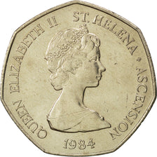 SANTA ELENA & ASCENSIÓN, Elizabeth II, 50 Pence, 1984, British Royal Mint, FDC