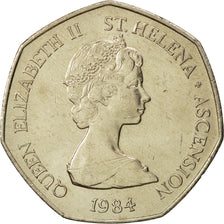 SAINT HELENA & ASCENSION, Elizabeth II, 50 Pence, 1984, British Royal Mint