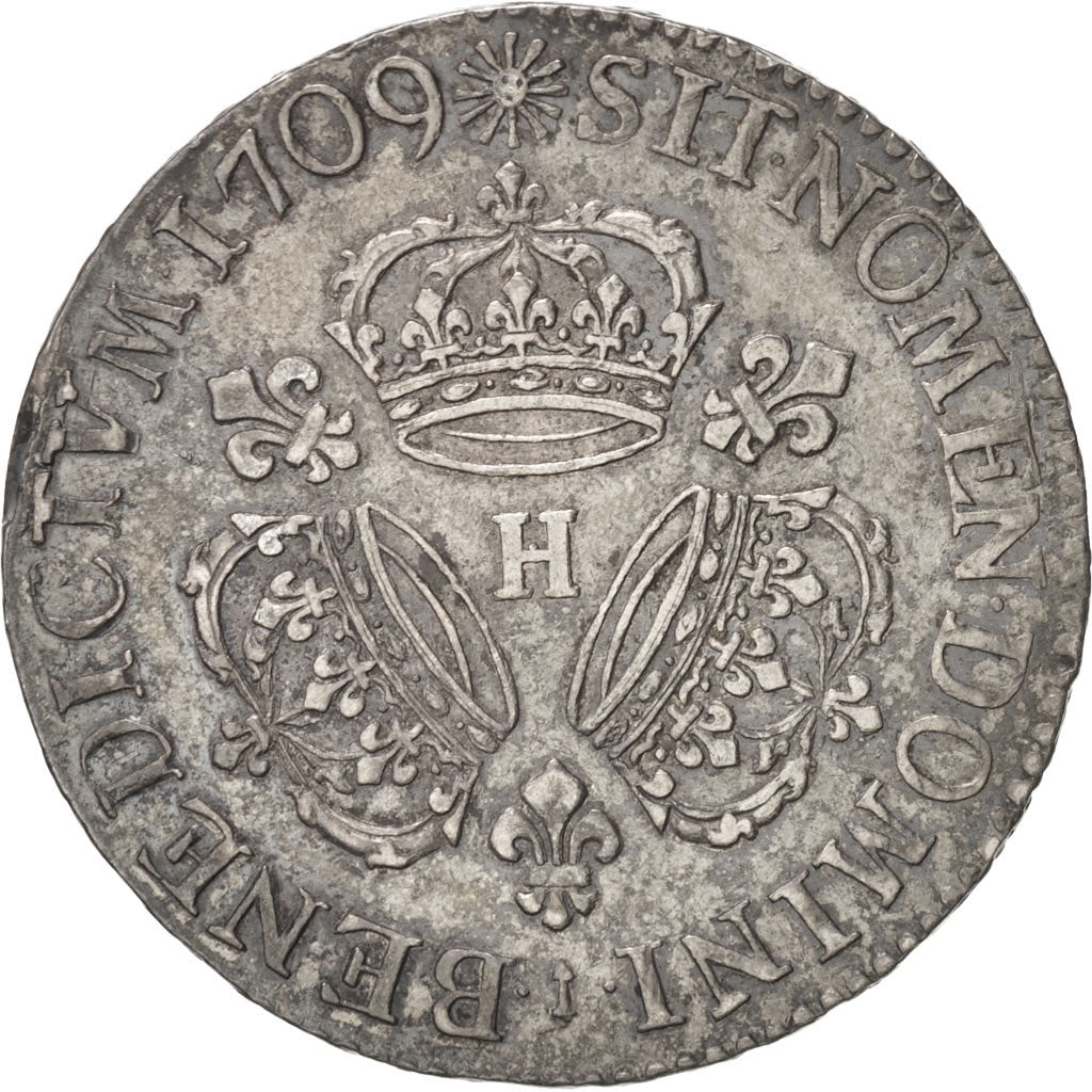 FRANCE, Écu aux 3 couronnes, ECU, 1709, La Rochelle, KM #386.7, EF(40-45), ...