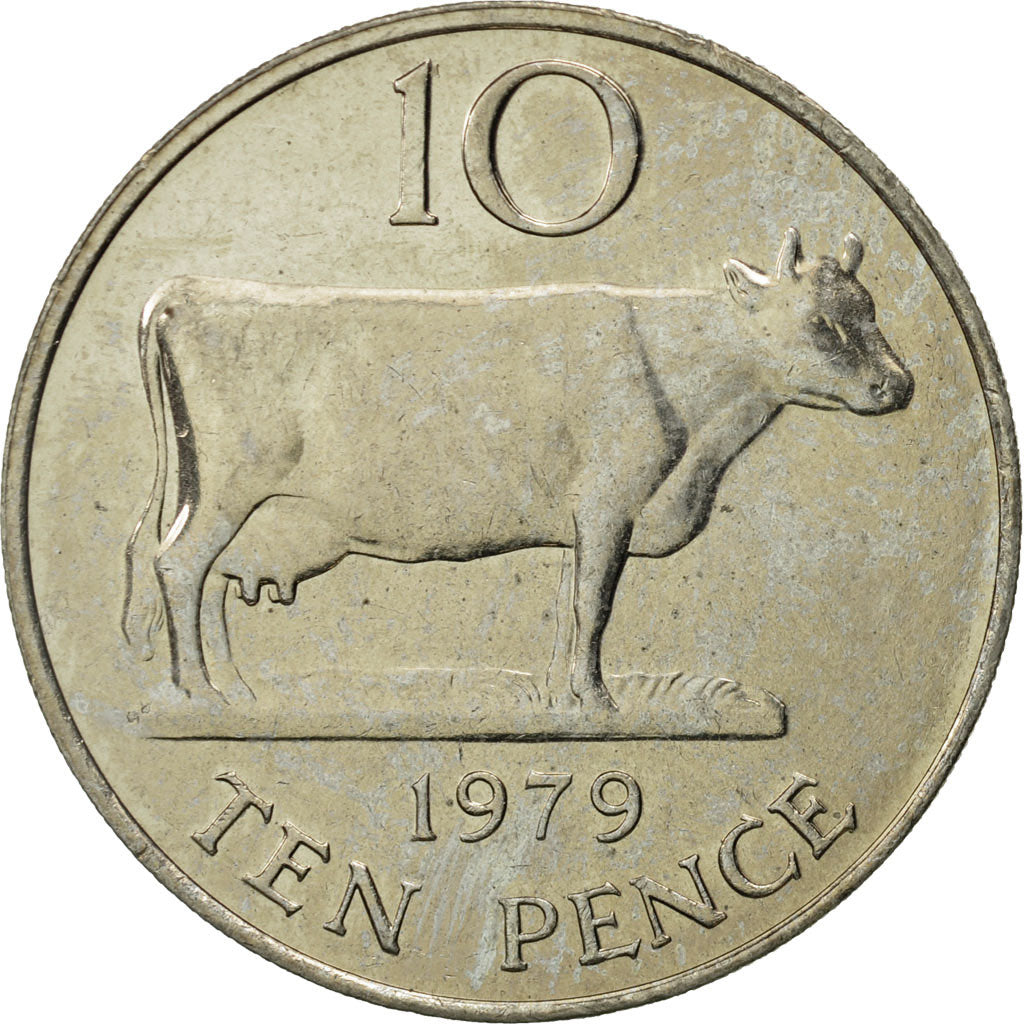 Coin, Guernsey, Elizabeth II, 10 Pence, 1979, Heaton, MS(63), Copper-nickel