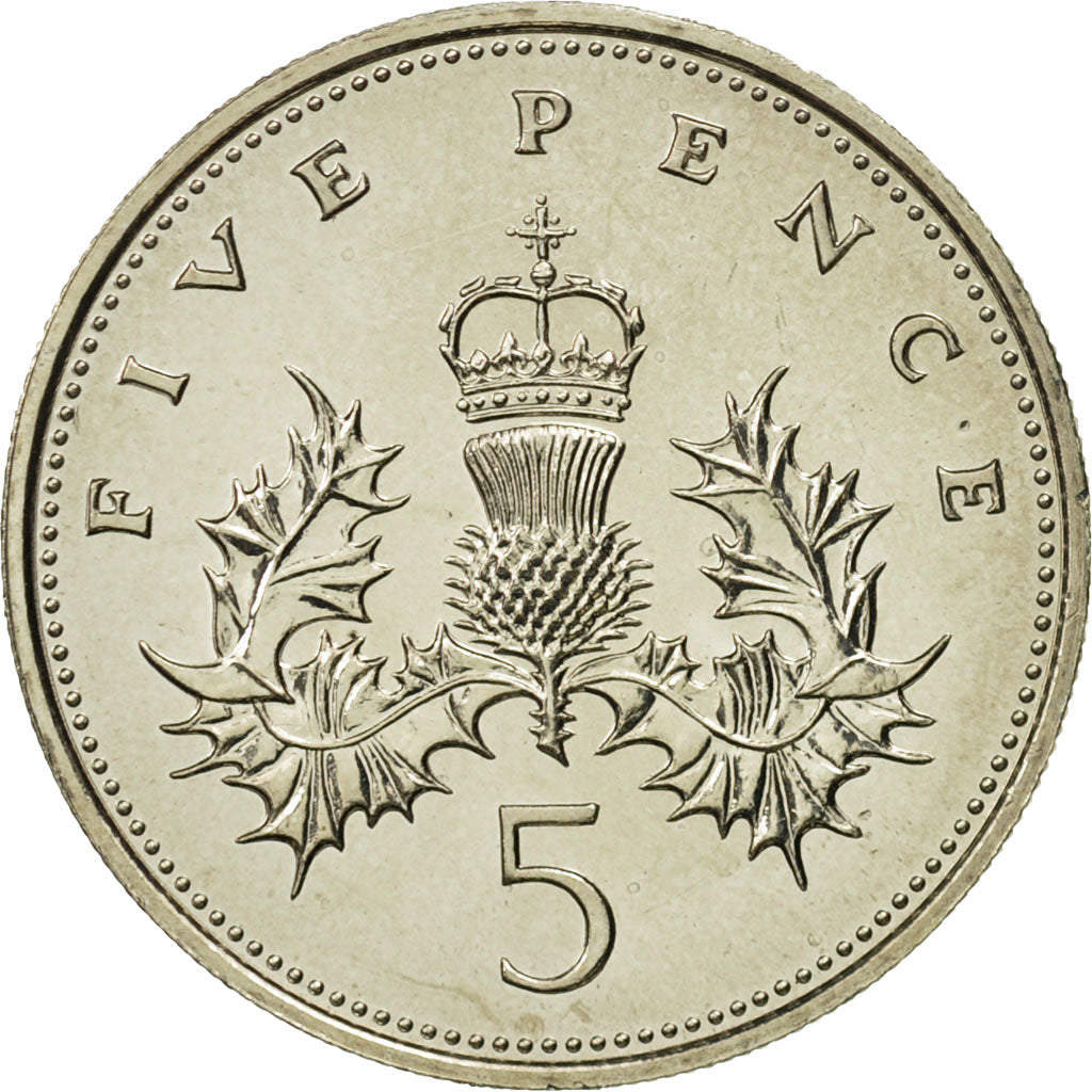 Coin, Great Britain, Elizabeth II, 5 Pence, 1985, MS(65-70), Copper-nickel