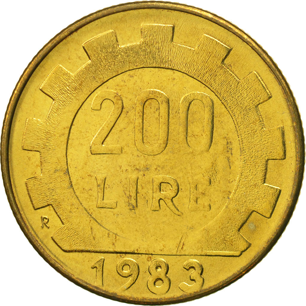 Coin, Italy, 200 Lire, 1983, Rome, MS(65-70), Aluminum-Bronze, KM:105