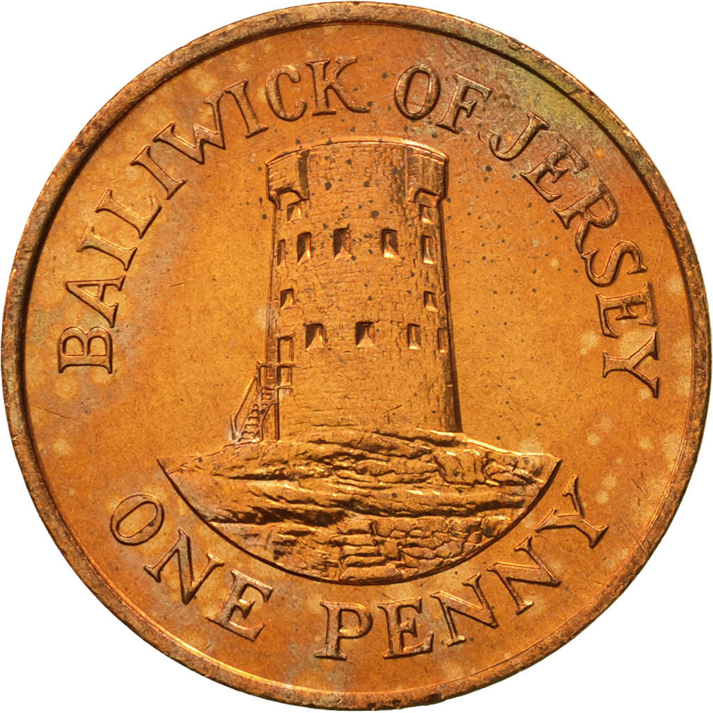 Jersey, Elizabeth II, Penny, 1985, MS(65-70), Bronze, KM:54