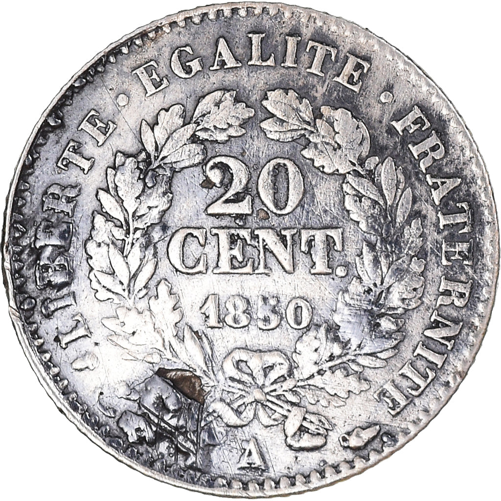 Coin, France, Cérès, 20 Centimes, 1850, Paris, VF(20-25), Silver, KM:758.1