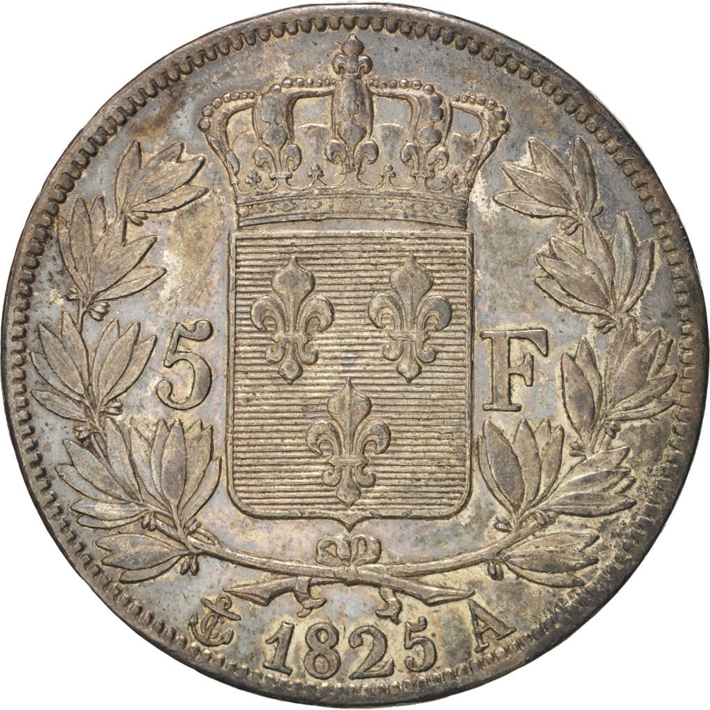 FRANCE, Charles X, 5 Francs, 1825, Paris, KM #720.1, AU(50-53), Silver, Gadoury.