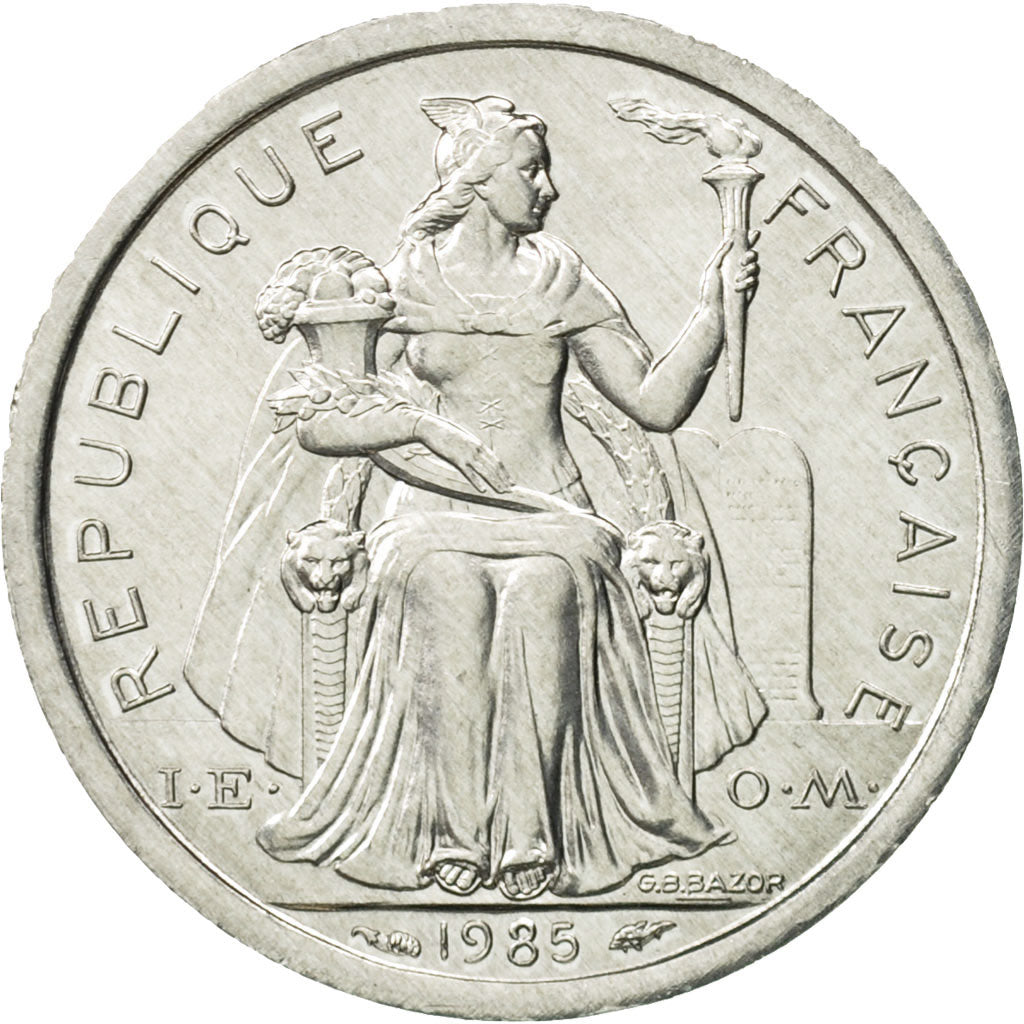 Coin, New Caledonia, Franc, 1985, Paris, MS(65-70), Aluminum, KM:10