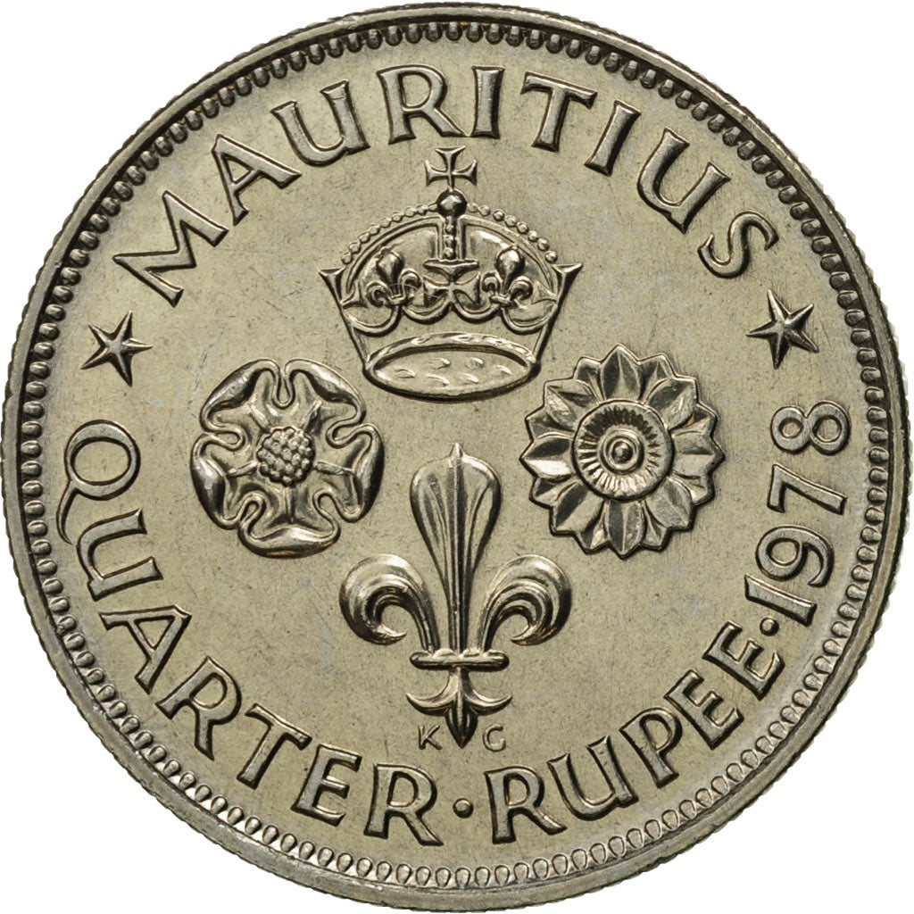 Coin, Mauritius, Elizabeth II, 1/4 Rupee, 1978, MS(65-70), Copper-nickel, KM:36
