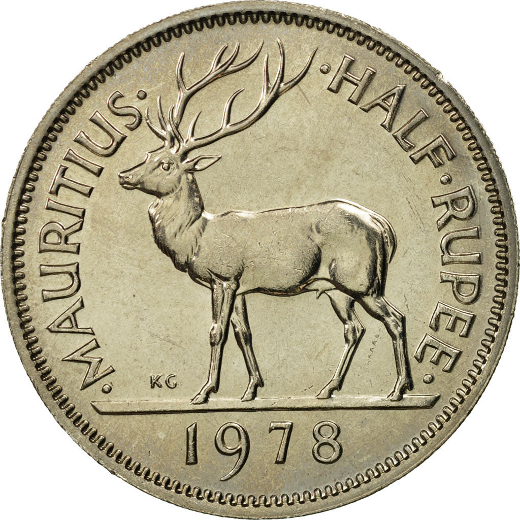 Coin, Mauritius, Elizabeth II, 1/2 Rupee, 1978, MS(65-70), Copper-nickel