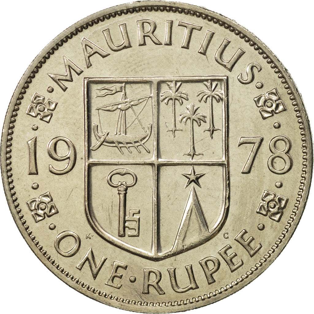 Coin, Mauritius, Elizabeth II, Rupee, 1978, MS(65-70), Copper-nickel, KM:35.1