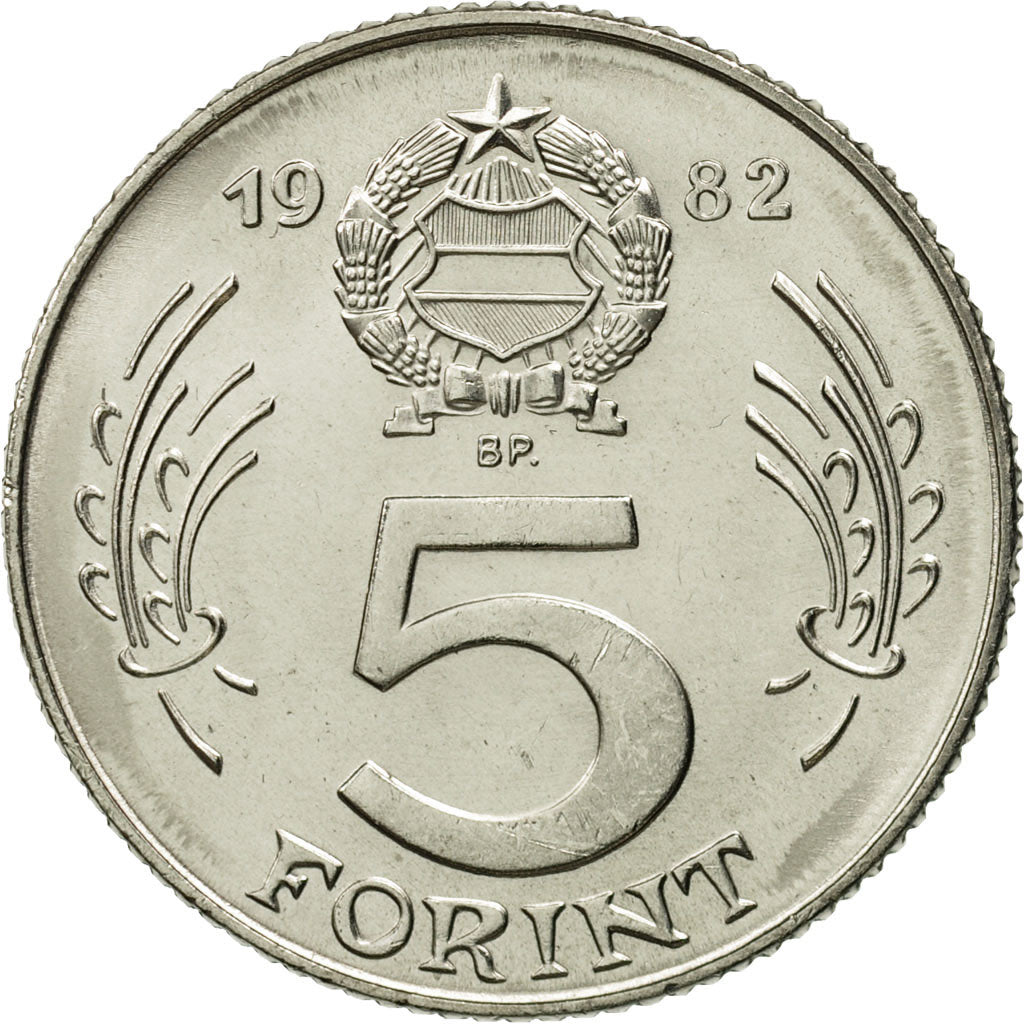 Coin, Hungary, 5 Forint, 1982, MS(65-70), Nickel, KM:594