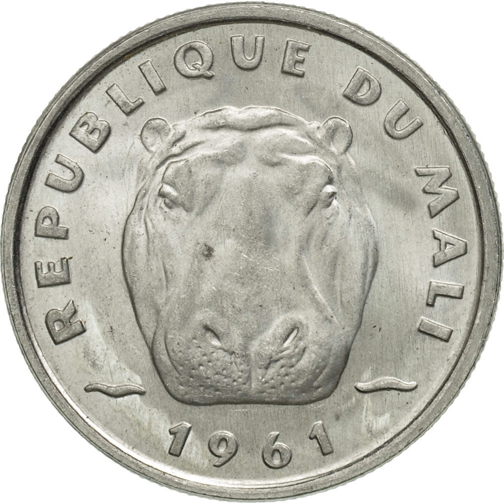 Mali, 5 Francs, 1961, MS(65-70), Aluminum, KM:2