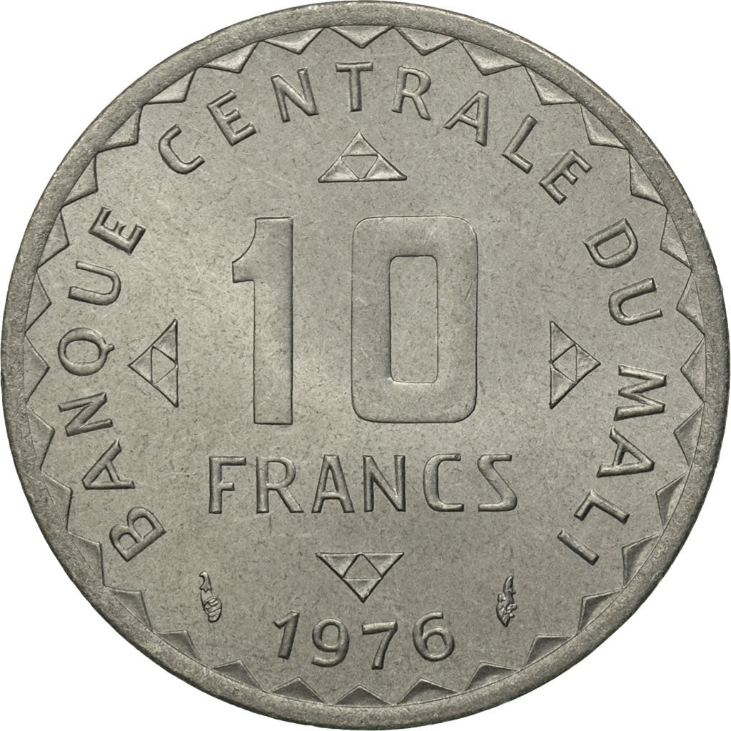 Mali, 10 Francs, 1976, Paris, MS(65-70), Aluminum, KM:11