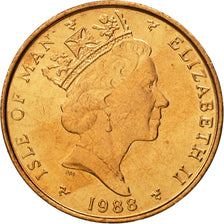 Isle of Man, Elizabeth II, Penny, 1988, MS(65-70), Bronze, KM:207