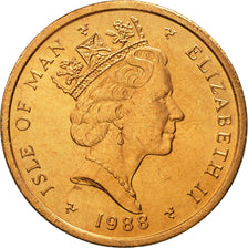 Isle of Man, Elizabeth II, 2 Pence, 1988, MS(65-70), Bronze, KM:208
