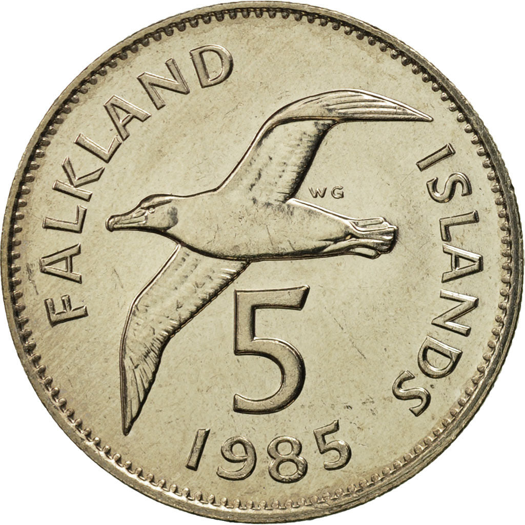 Coin, Falkland Islands, Elizabeth II, 5 Pence, 1985, MS(65-70), Copper-nickel