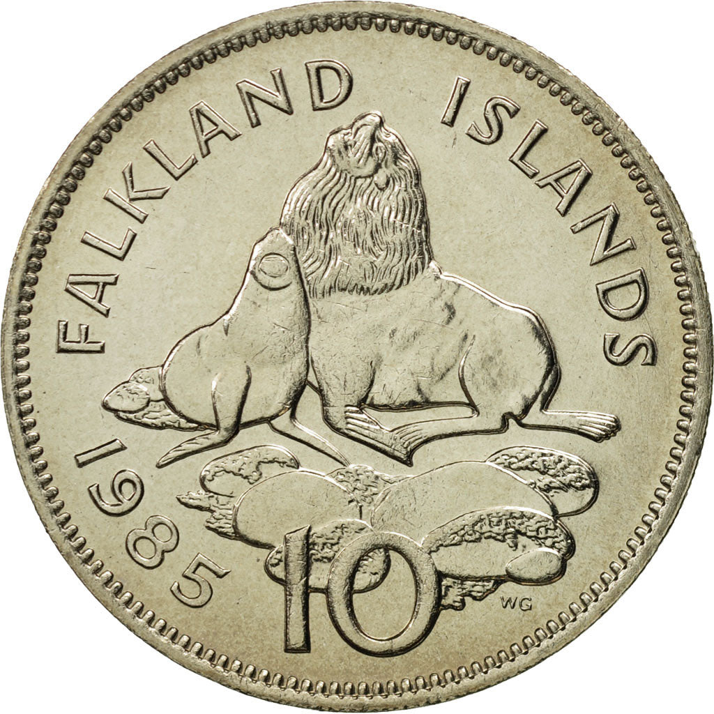 Falkland Islands, Elizabeth II, 10 Pence, 1985, MS(65-70), Copper-nickel, KM:5.1