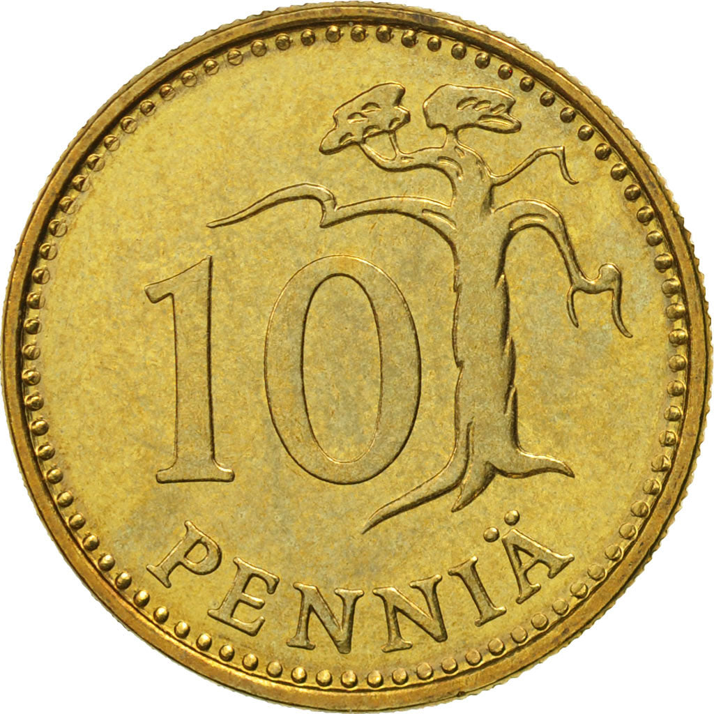 Coin, Finland, 10 Pennia, 1982, MS(65-70), Aluminum-Bronze, KM:46
