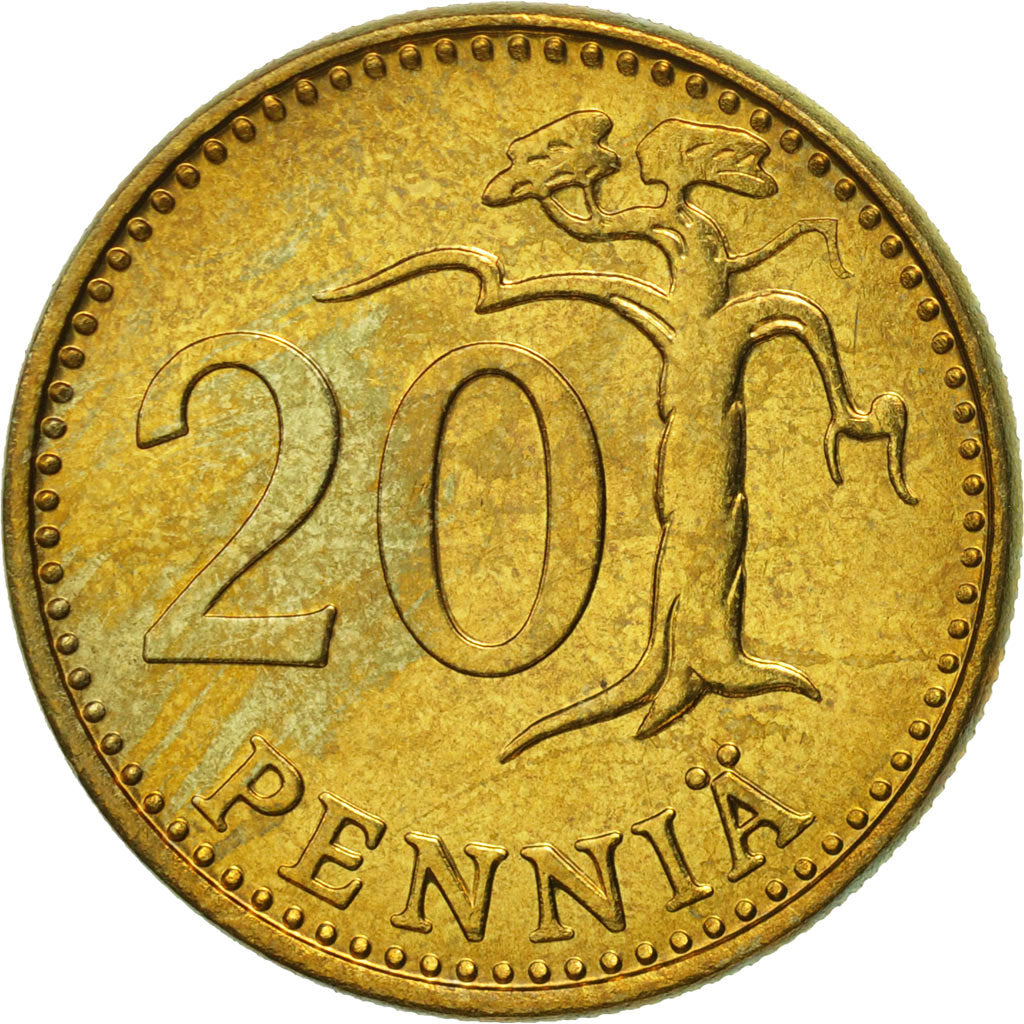 Coin, Finland, 20 Pennia, 1982, MS(65-70), Aluminum-Bronze, KM:47