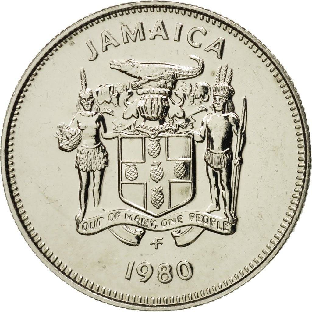 Jamaica, Elizabeth II, 5 Cents, 1980, Franklin Mint, MS(65-70), Copper-nickel