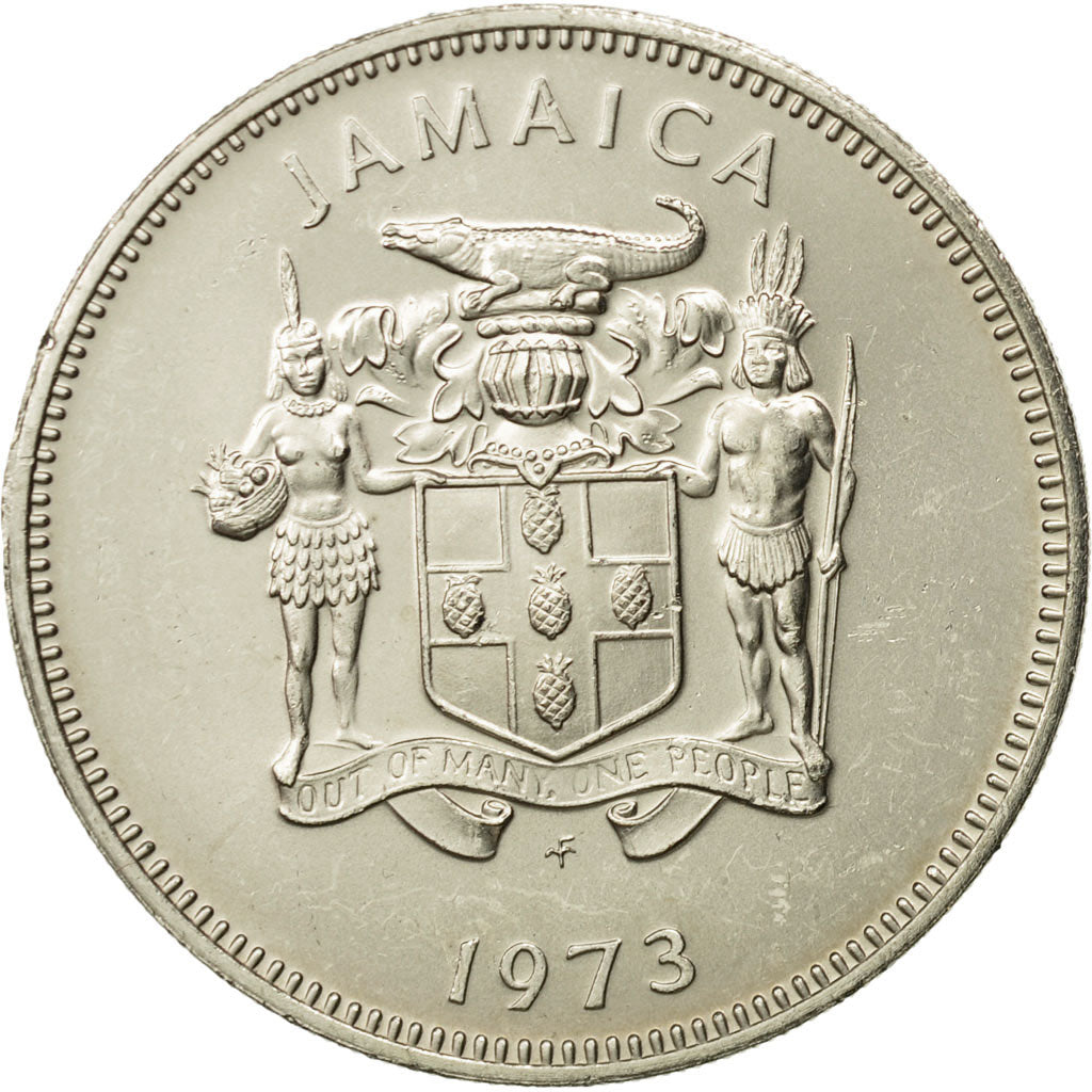 Coin, Jamaica, Elizabeth II, 20 Cents, 1973, Franklin Mint, USA, MS(63)