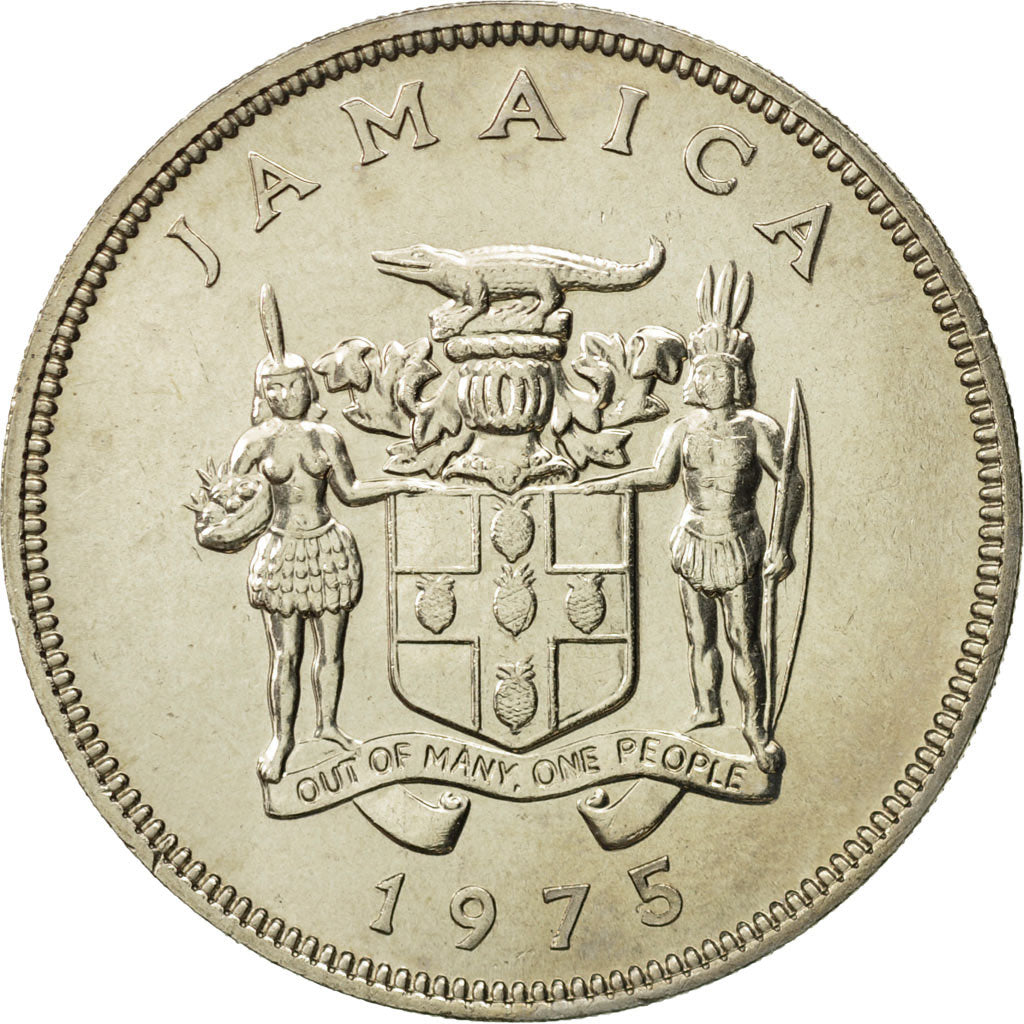 Jamaica, Elizabeth II, 25 Cents, 1975, Franklin Mint, MS(65-70), Copper-nickel