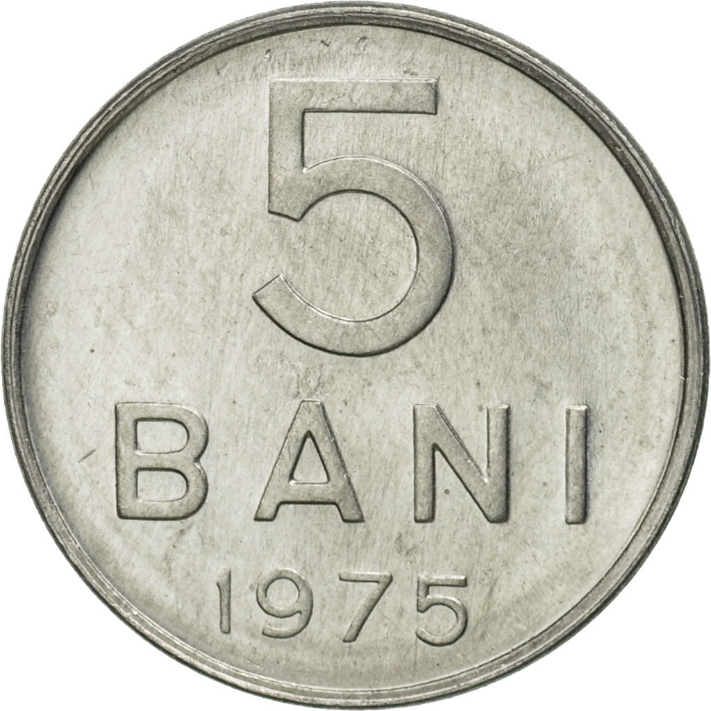 Coin, Romania, 5 Bani, 1975, MS(65-70), Aluminum, KM:92a