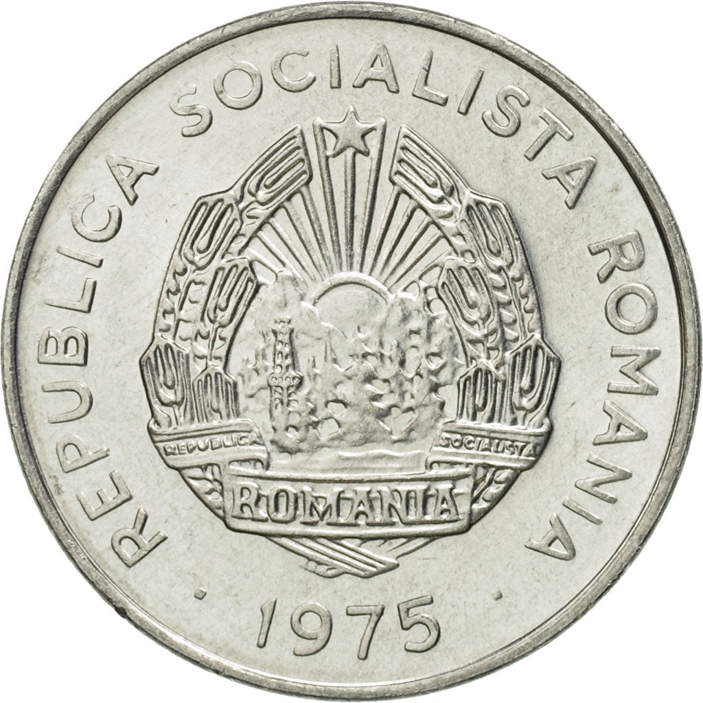 Romania, 15 Bani, 1975, MS(65-70), Aluminum, KM:93a