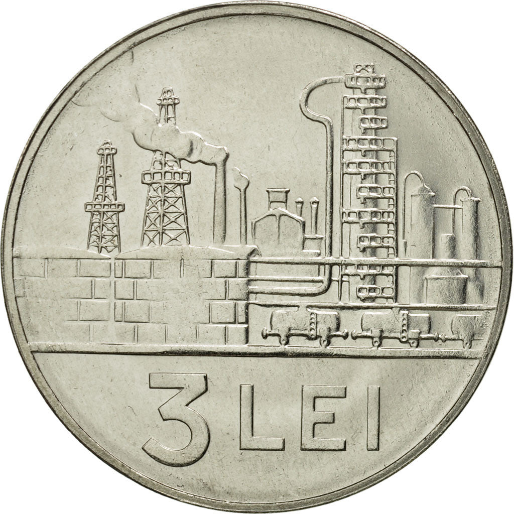 Coin, Romania, 3 Lei, 1966, MS(65-70), Nickel Clad Steel, KM:96