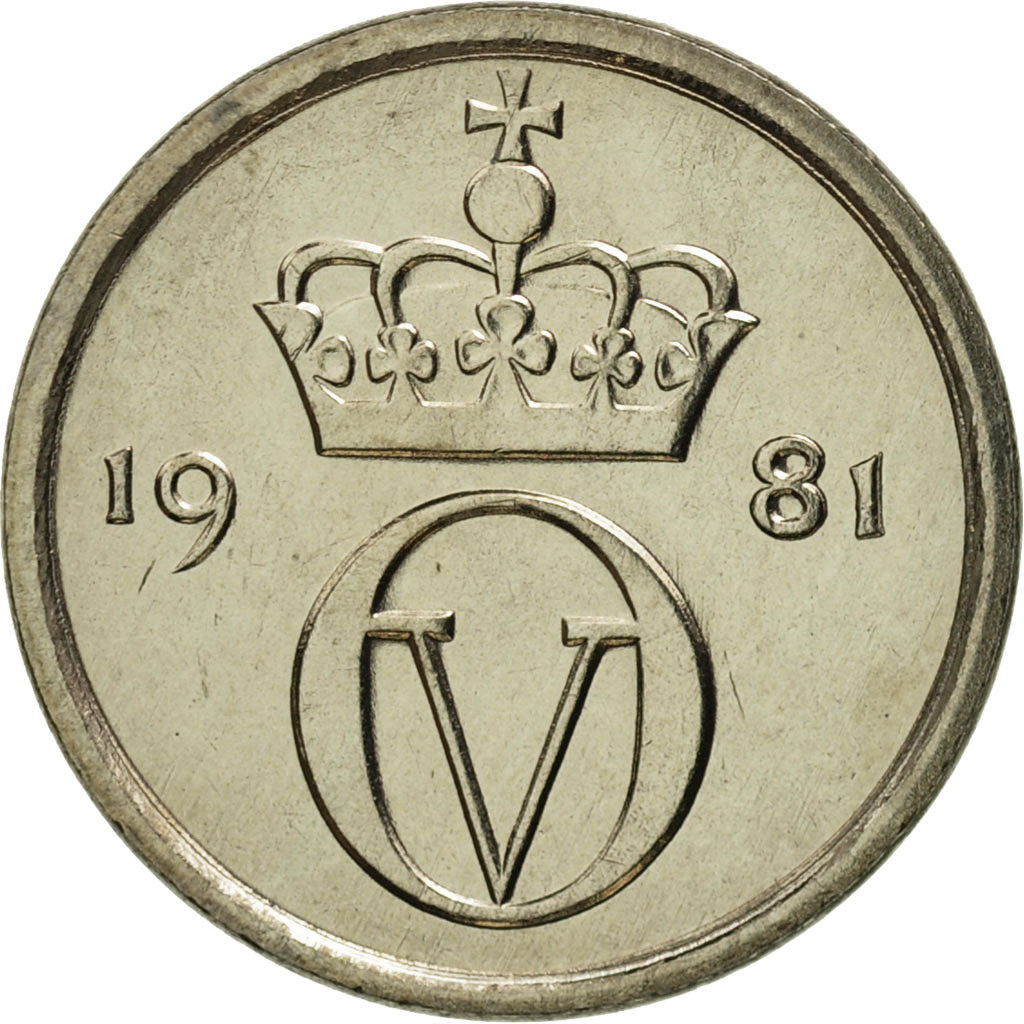 Coin, Norway, Olav V, 10 Öre, 1981, MS(65-70), Copper-nickel, KM:416
