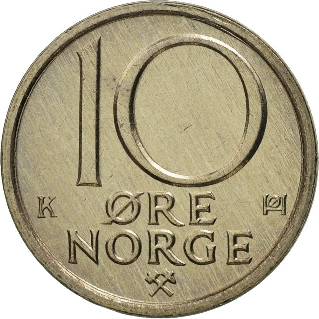 Coin, Norway, Olav V, 10 Öre, 1981, MS(65-70), Copper-nickel, KM:416