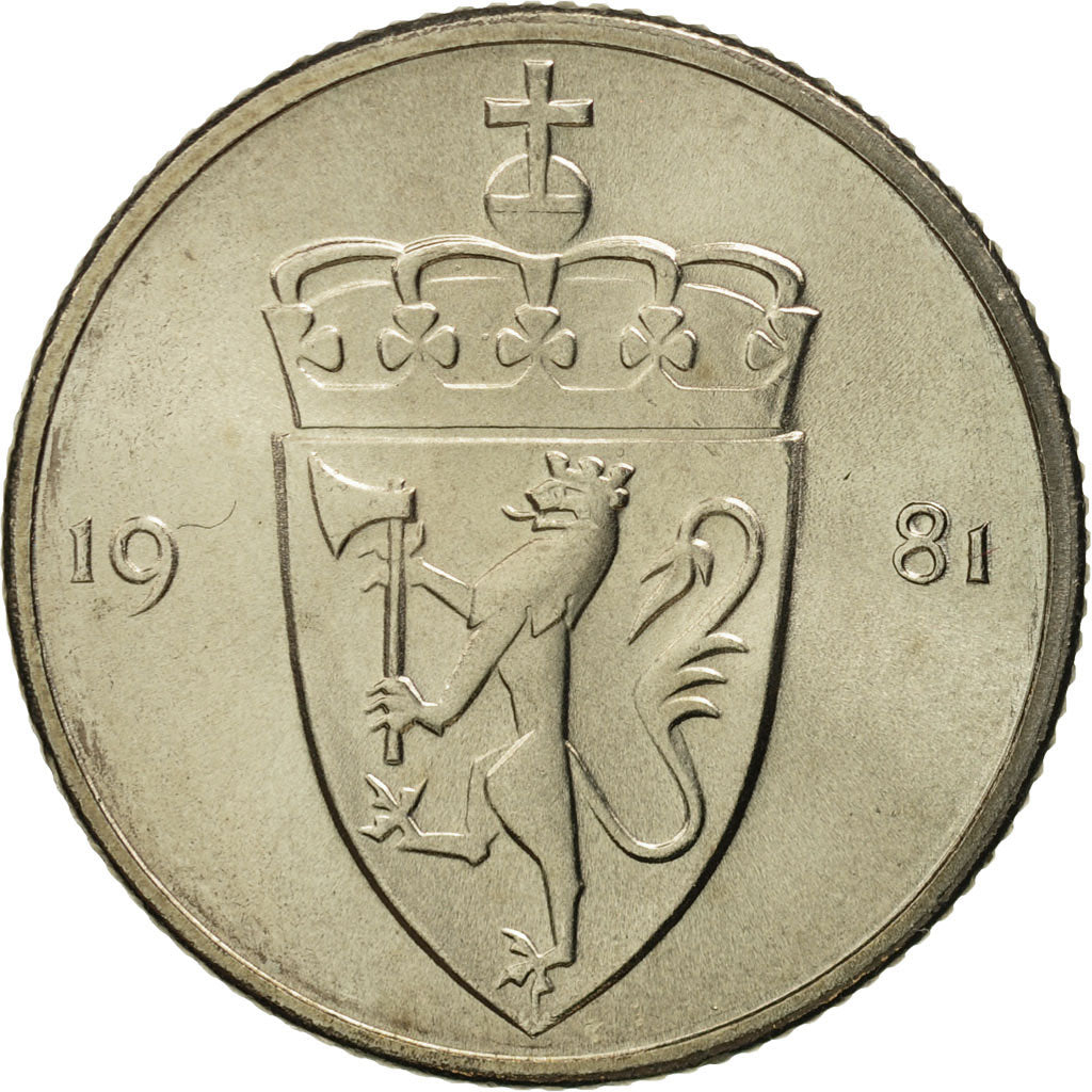 Norway, Olav V, 50 Öre, 1981, MS(65-70), Copper-nickel, KM:418