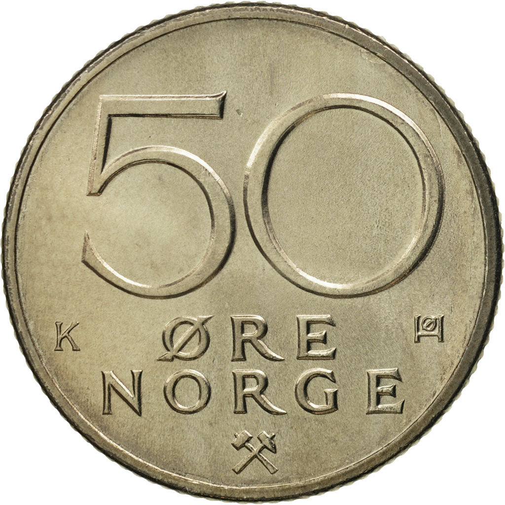 Norway, Olav V, 50 Öre, 1981, MS(65-70), Copper-nickel, KM:418