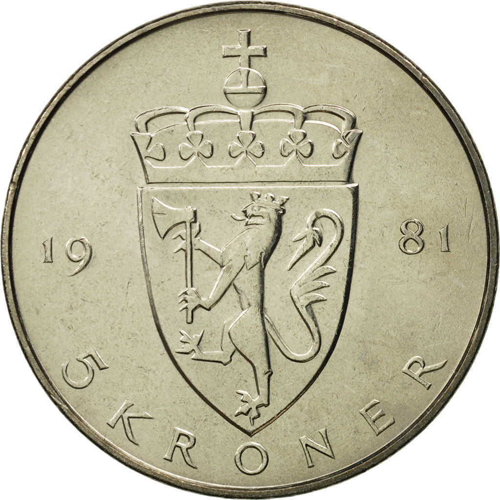 Norway, Olav V, 5 Kroner, 1981, MS(65-70), Copper-nickel, KM:420