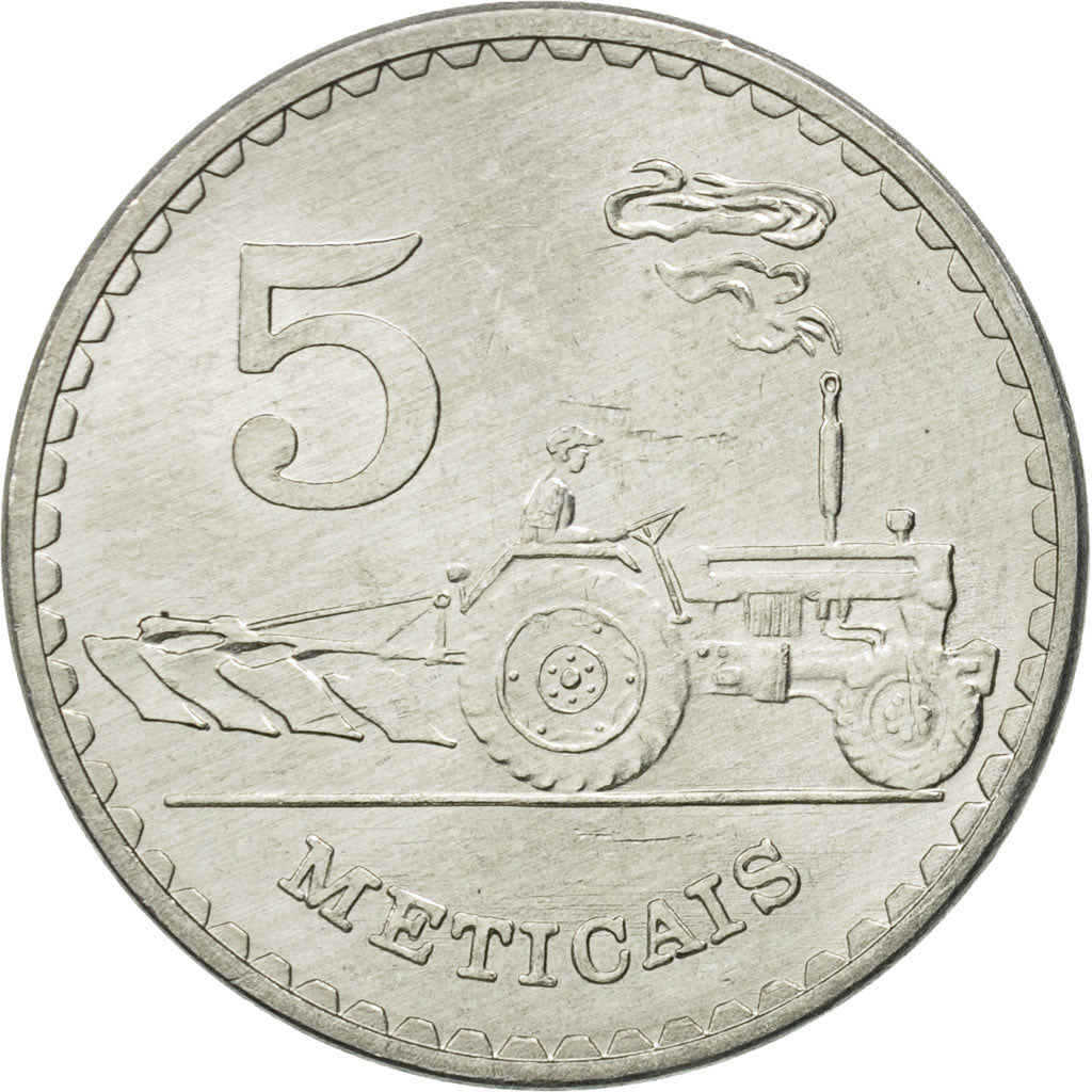 Mozambique, 5 Meticais, 1982, MS(65-70), Aluminum, KM:101