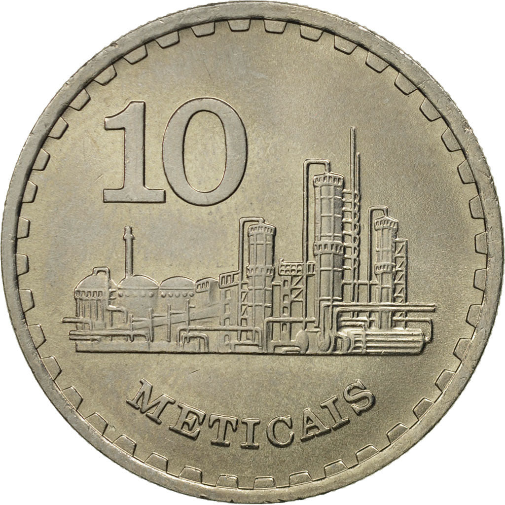 Mozambique, 10 Meticais, 1980, MS(65-70), Copper-nickel, KM:102