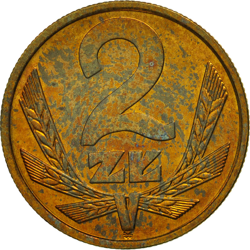 Coin, Poland, 2 Zlote, 1976, Warsaw, MS(63), Brass, KM:80.1