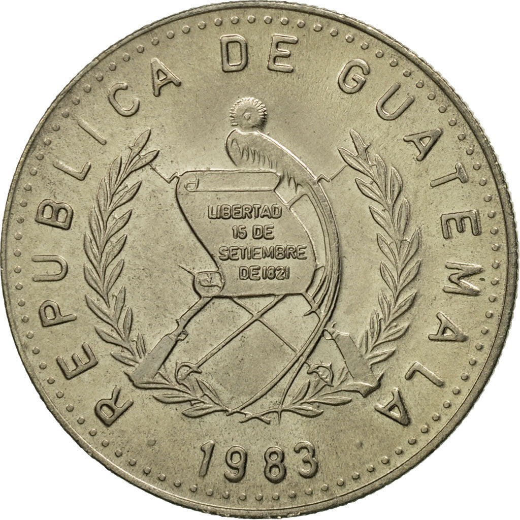 Guatemala, 10 Centavos, 1983, MS(65-70), Copper-nickel, KM:277.4