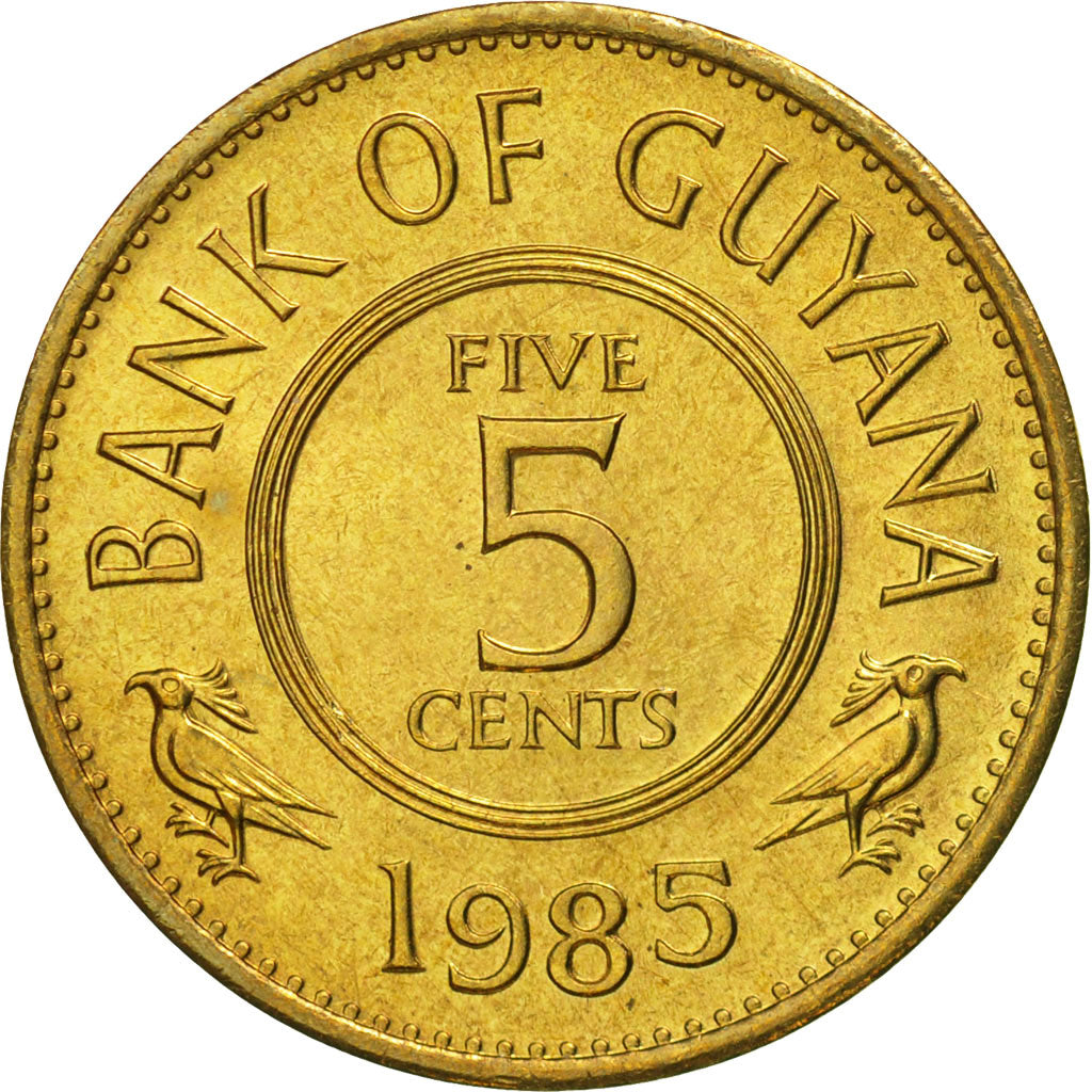 Coin, Guyana, 5 Cents, 1985, MS(65-70), Nickel-brass, KM:32