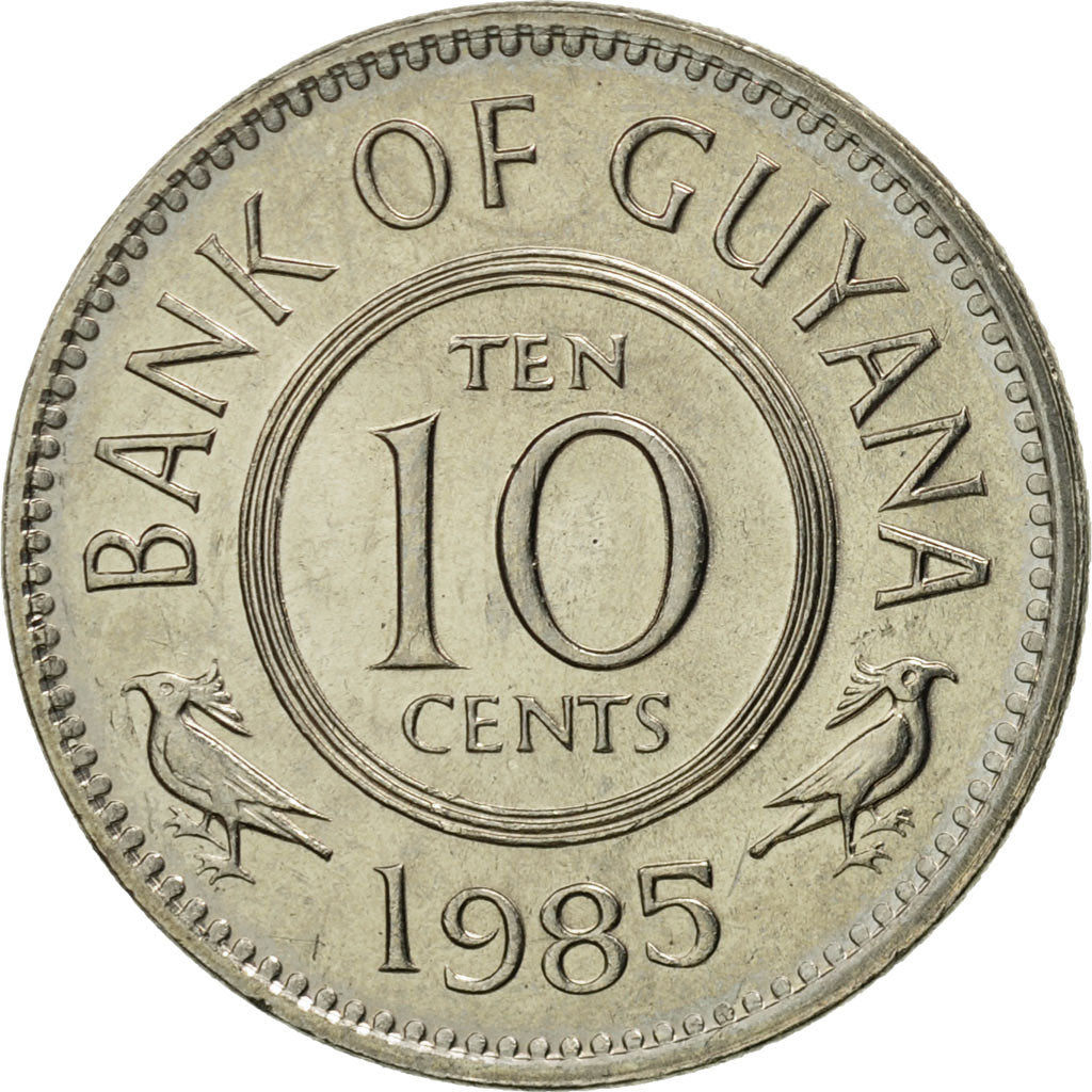 Coin, Guyana, 10 Cents, 1985, MS(65-70), Copper-nickel, KM:33