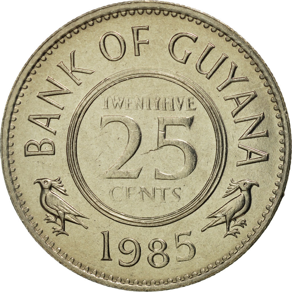 Coin, Guyana, 25 Cents, 1985, MS(65-70), Copper-nickel, KM:34